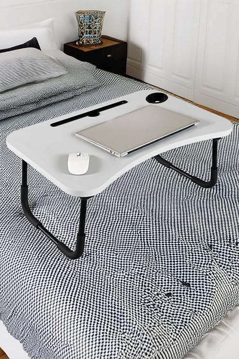 Taşınabilir Katlanır Koltuk Yatak Üstü Laptop Tablet Çalışma Masası ve Kahvaltı Sehpası Beyaz