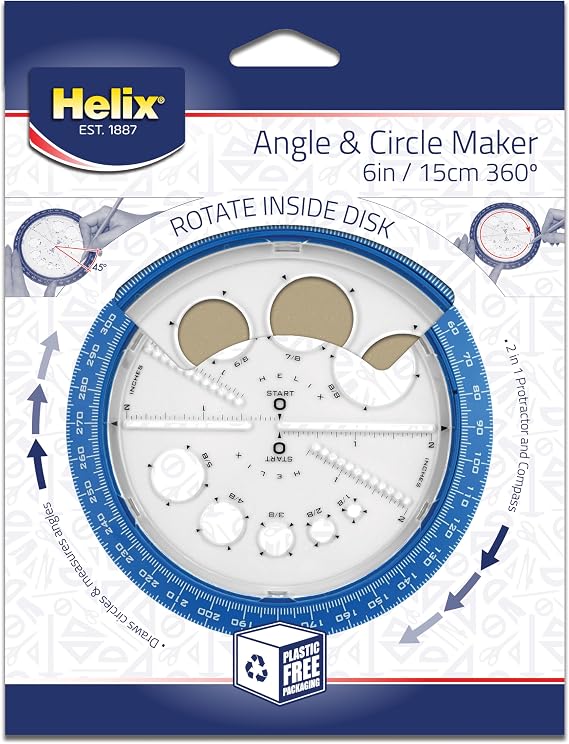 Helix - Angle and Circle Maker - 360 Degrees - Assorted - 6 inch / 15 cm