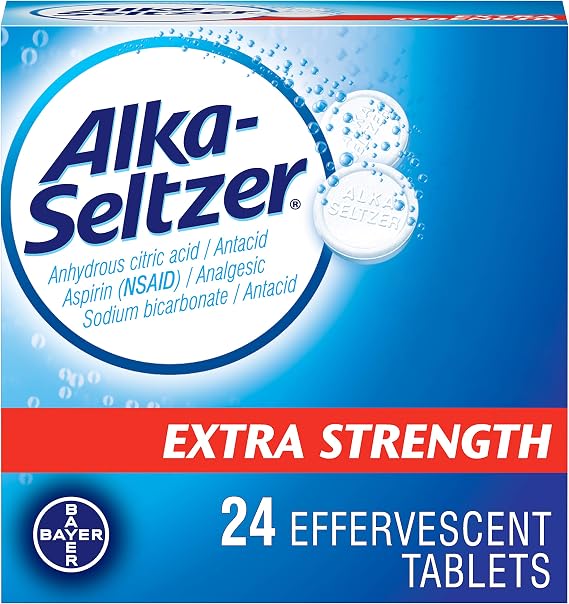 Alka-Seltzer Effervescent Extra Strength - 24 Tablets, Pack of 3