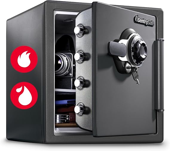 SentrySafe Fireproof Waterproof Safe Dial Combination 1.23 Cu Ft SFW123DSB