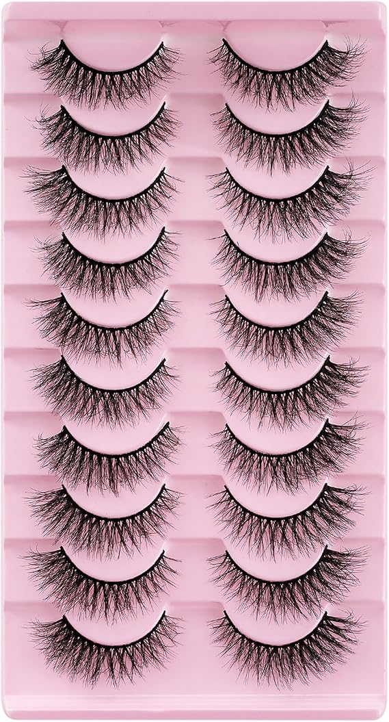 False Eyelashes 10 Pairs 3D Natural Lashes Eye Lashes Mink Lashes Fluffy Thick And Soft Lashes,Black