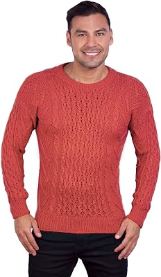 Handmade Warm Irish Aran Alpaca Sweater for Men - Nordic Pullover in Alpaca Wool