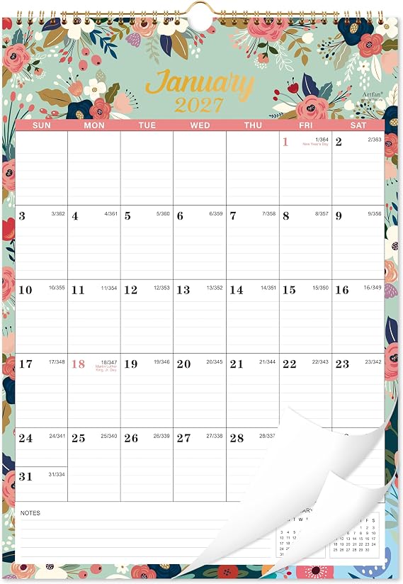 2027 Calendar - 2027 Wall Calendar from Jan. 2027 - Dec. 2027, 12" x 17"