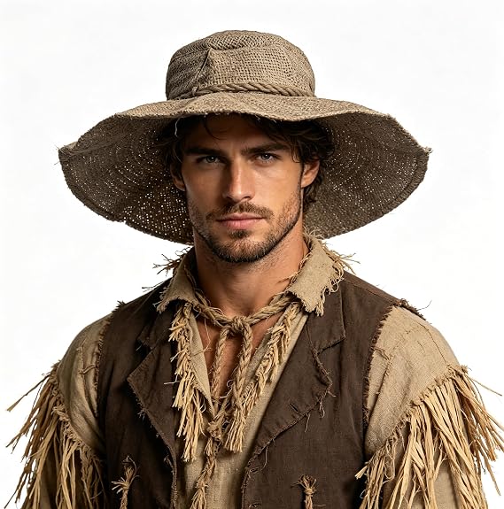 Clobeau Creepy Scarecrow Halloween Costume Hat Scary Skull Burlap Party Cosplay Headwear Costume Zombie Witch Wizard Hats Demon Hat