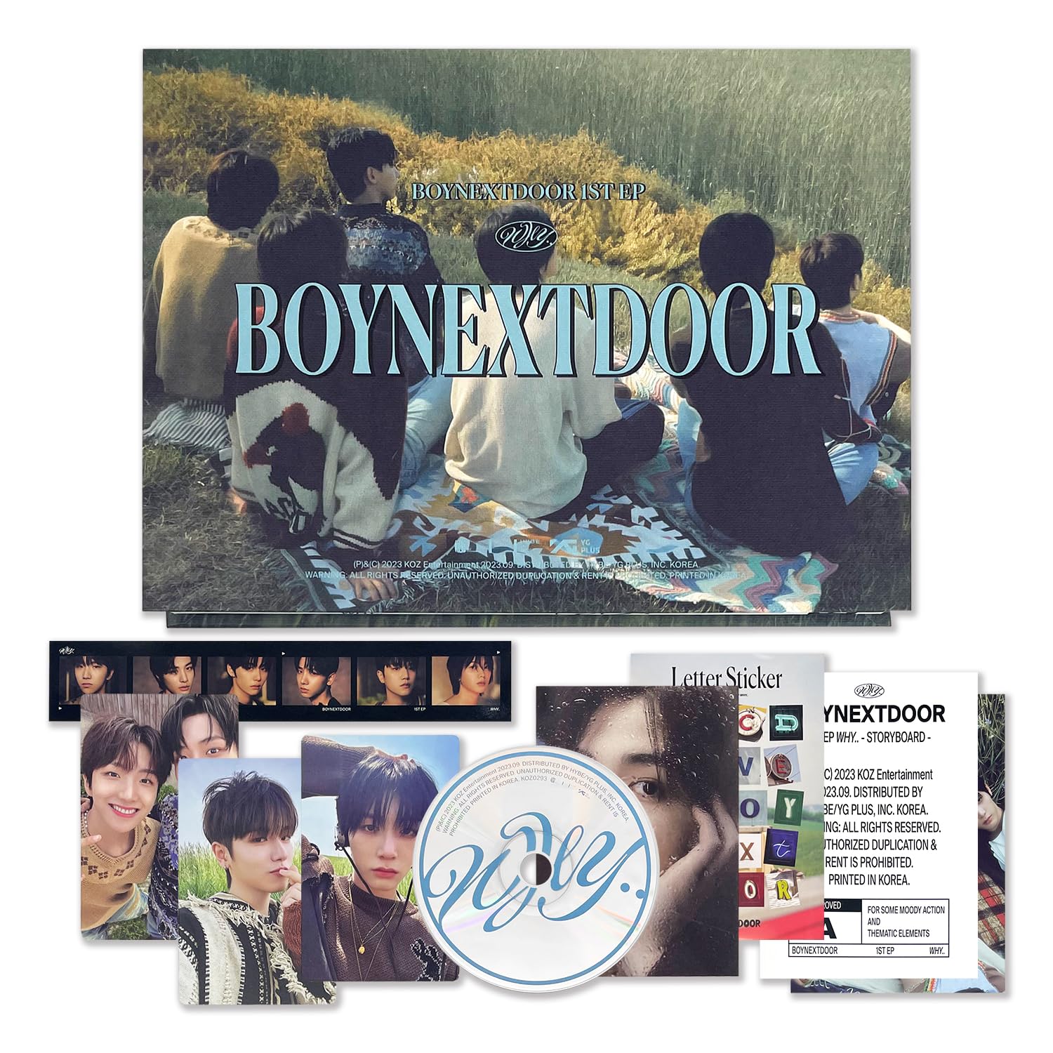BOYNEXTDOOR - 1st Mini Album [WHY..] (MOODY Ver.) Out Box + Photo Book + Post Card R + Folded Poster + Photocard + Unit Phtocard + Film Photo + Letter Sticker + 3 Extra Photocards