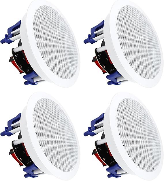 STUDIOFINIX 5.25 Inch Ceiling Speakers 600 Watts Passive Wired Flush Mount for Home Theater, Living Room, Office,Kichten,Study Room,Basement,Covered Patio and Flush Mount(4 Speakers)