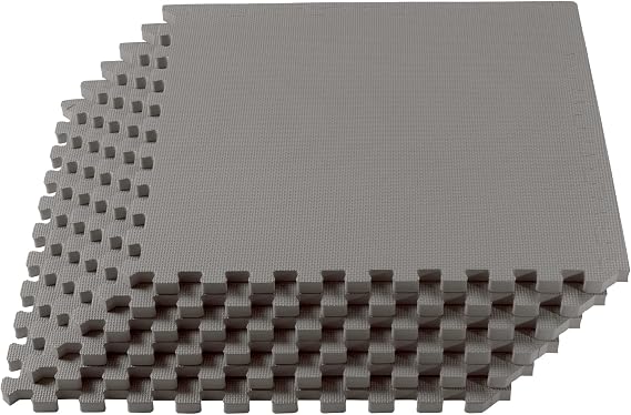 We Sell Mats 1" Thick Multipurpose Exercise Floor Mat with EVA Foam, Interlocking Tiles, Anti-Fatigue for Home or Gym, 24 in x 24