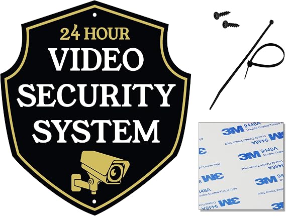Warning 24 Hour Security Camera Sign | Professional Classic Design | Heavy Duty Dibond Aluminum | Home Property Surveillance Signs | Video Surveillance Wall Sign REFLECTIVE |