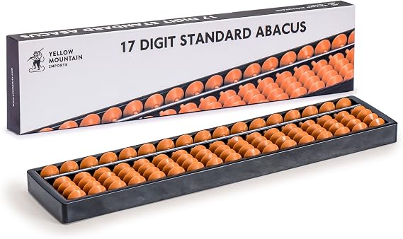 Yellow Mountain Imports YMI Standard Soroban Abacus, 17 Column, 26.7 cm | 17-column soroban abacus, ABS plastic, 26.7 x 6.1 x 2 cm, rounded edges, weighs 0.12 kg. Great math learning tool.
