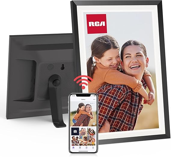 RCA 10.1 WiFi Digital Picture Frame, Electronic Photo Frames 32GB Storage, HD IPS Touch Screen WiFi Frame/Auto Rotate/Wall Mounted, Easy Setup in Uhale App to Share Photo/Video Anytime (Black)