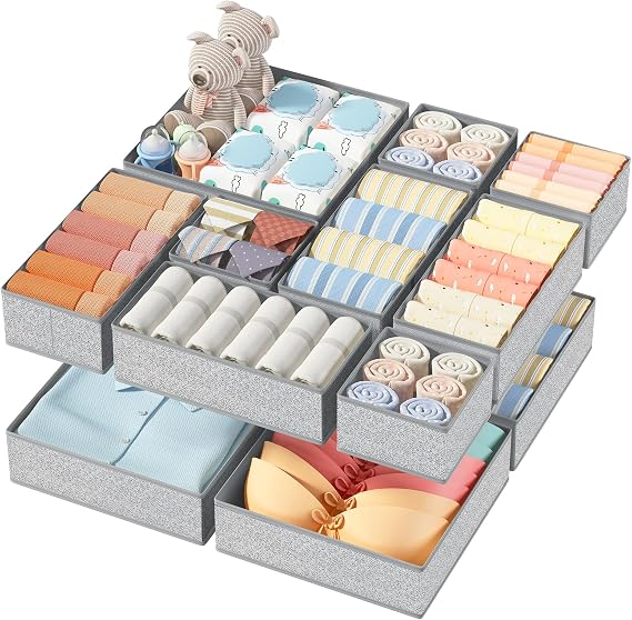 DIMJ 12 Pack Clothes Drawer Organisers Foldable Fabric Drawer Dividers