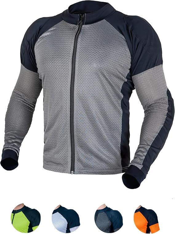 WICKED STOCK Mesh Armored Motorcycle Shirt for Men and Women - CE Level 2 Mesh Motorcycle Protective Shirt for Summer- Soft and Stretchy Lightweight Motorcycle Armored shirt with Removable Padding
