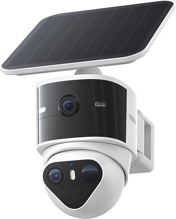 aosu T2 Pro 3K Dual Cam Outdoor Security Camera, Solar Powered, AI Tracking