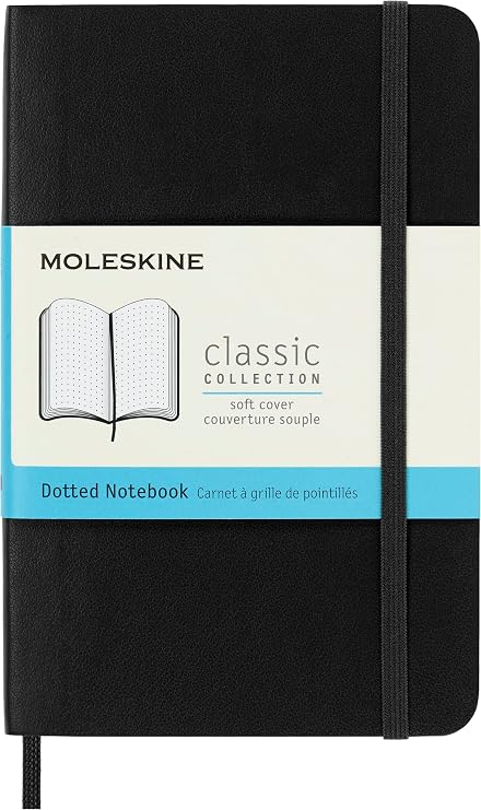 Moleskine Classic Notebook, Soft Cover, Pocket (3.5" x 5.5") Dotted, Black, 192 Pages