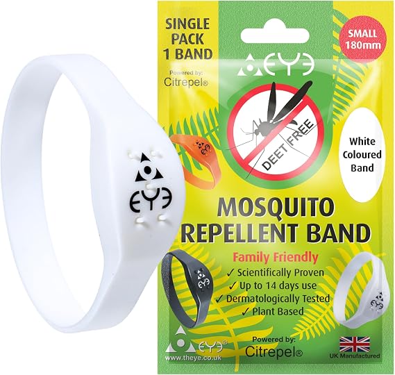 THEYE Mosquito Repellent Bracelet - Anti Mosquito Bracelet for Adults, Children, Kids - 100% Natural, Deet Free Mosquito Repellent Bands - Provides Up to 2 Weeks Protection - White Small