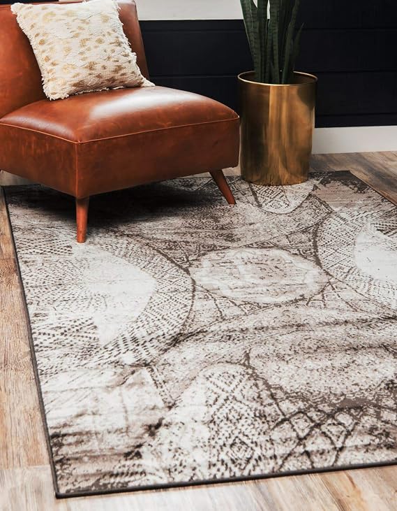 Unique Loom Sofia Collection Area Rug - Albert (7' 10" x 10' Rectangle, Brown/ Ivory)