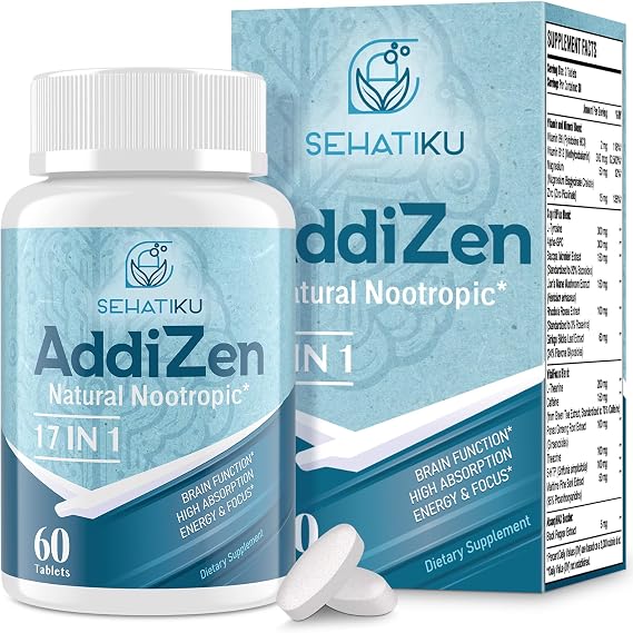 17-in-1 Brain Supplement for Memory and Focus - High Absorption- 60 Tablets