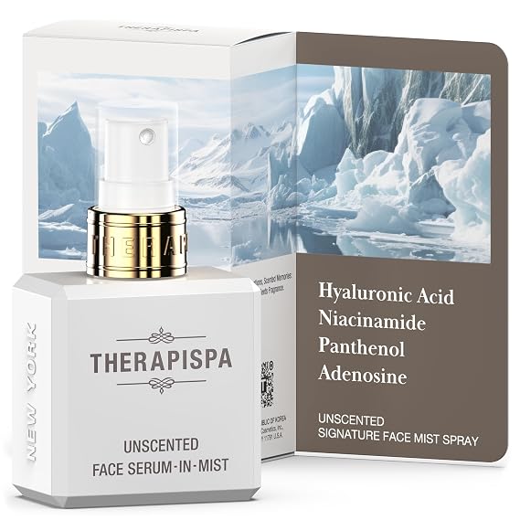 THERAPISPA Face Serum-In-Mist Unscented Hydrating Face Mist & Spray Serum with Niacinamide, Panthenol & Hyaluronic Acid for Sensitive Skin & Deep Moisture (2.0 fl oz)