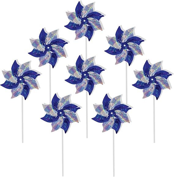 In the Breeze 2762 Blue & Silver Mylar Pinwheel Spinners, 8-Inch, Blue/Silver