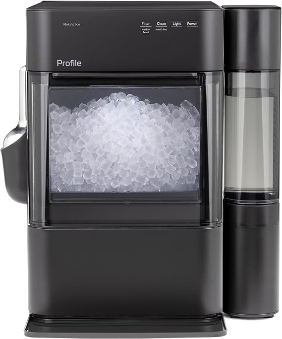 GE Profile Opal 2.0 Ultra Nugget Ice Maker with .75 Gallon Side Tank and Scale Inhibiting Filter, Scoop Included, 38 lbs in 24 Hours, Pellet Ice Machine with WiFi & Smart Connected, Black