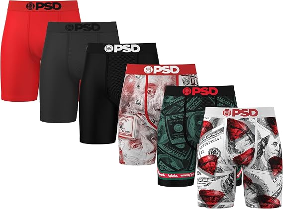 PSD Mens Underwear Standard Length Core Standard Boxer Brief 6 Packs