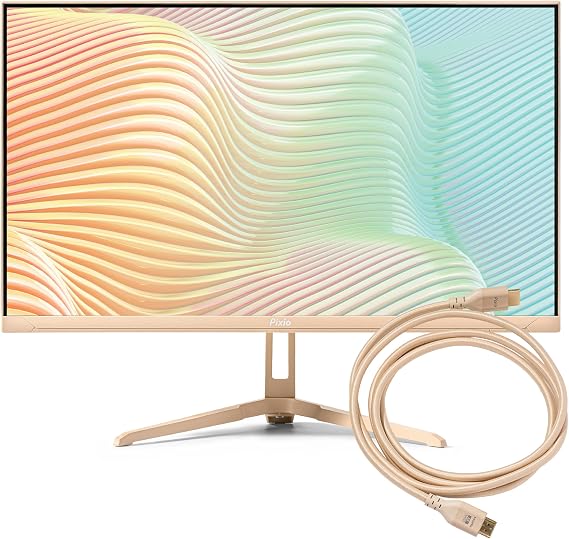 Pixio PX246 Wave Beige 24" 120Hz 1080p IPS Panel Adaptive Sync Gaming Monitor with Beige HDMI 2.1 Cable Ultra Certified Ultra High Speed 6FT 8K 60Hz 4K 120Hz Nylon Braided