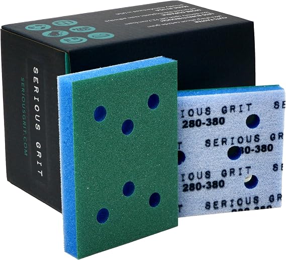 Serious Grit - 3x4 1/2" Foam Sanding Pads - 280-380 Grit Finish - 10 Pack
