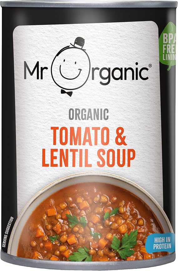 Mr Organic Tomato and Lentil Soup - 400g, High in Protein