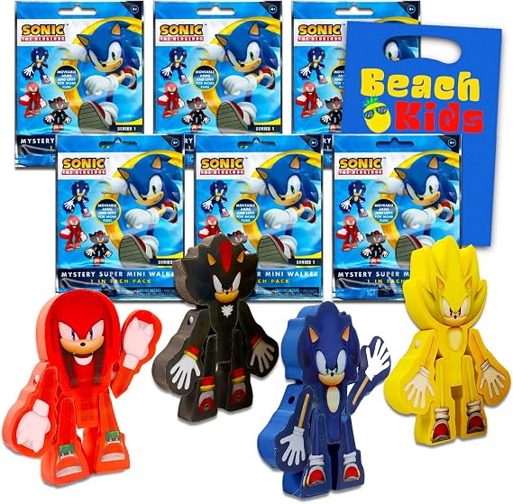 Sonic The Hedgehog Party Favors for Kids Birthday - Bundle with 6 Sonic Blind Bags with Figures and Loot Bags | Sonic The Hedgehog Party Supplies