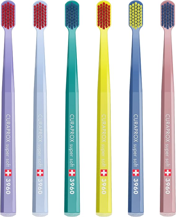 Curaprox Sensitive Supersoft Toothbrush CS 3960, 6 Pack, Colors May Vary