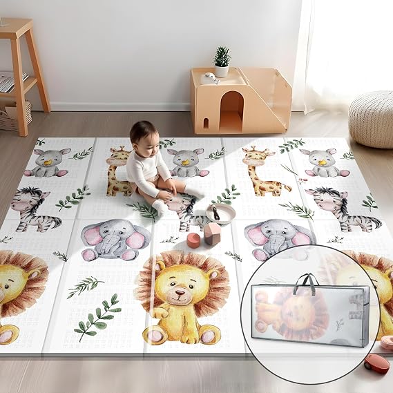 Baby Play Mat, 79 x 71 Inch Play Mat, Foldable Baby Foam Playmat for Floor, Portable Waterproof Activity PlayMats for Babies, Infants and Toddlers