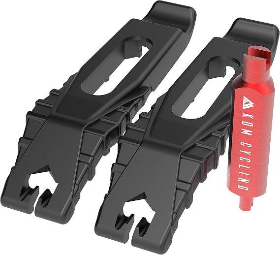 KOM Cycling Presta Valve Core Removal Tool Tubeless Tire Lever Set. Bicycle Tire Lever Set That Includes a Valve Core Remover. Great for Removing Presta Valve Cores with The Presta Valve Core Tool