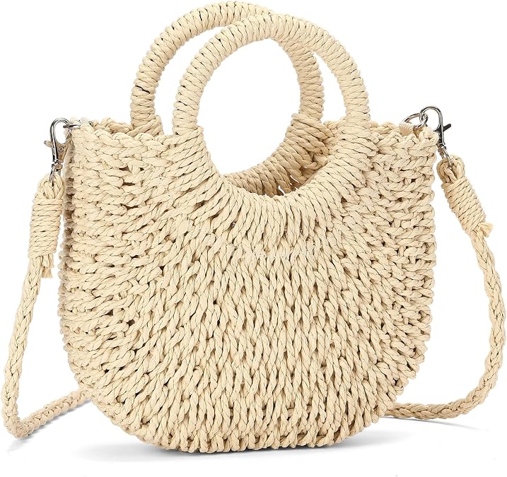 RNIEGA Small Straw Crossbody Bag for Women Woven Summer Shoulder Phone Purse Beach Handbag for Vacation