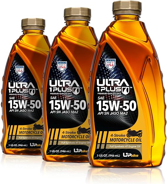 4T 15W-50 Full Synthetic Motorcycle Oil JASO MA2 API SN 3 Quarts