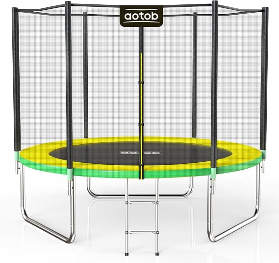AOTOB Trampoline with Net for Kids Outdoor 8 10 12 14 15FT ASTM 400LBS