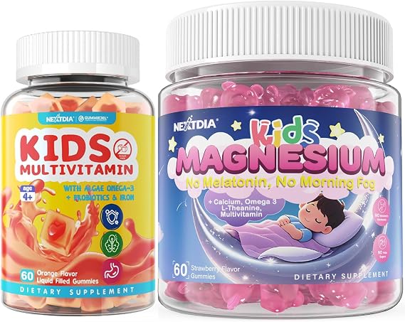 Sugar Free Kids Magnesium Gummies 2 PACK + Kids Multivitamin Gummies 1 Pack