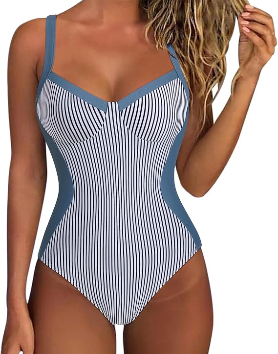 SUUKSESS Womens Tummy Control One Piece Swimsuit Sexy Crisscross Back Bathing Suit