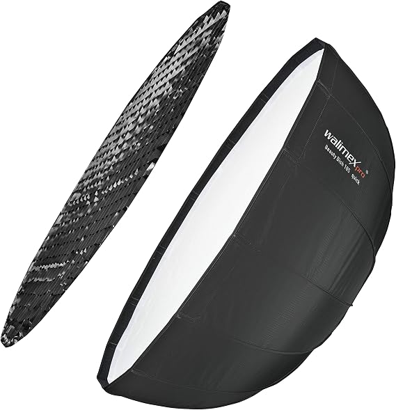 Walimex pro Studio Line Beauty Dish Softbox QA105 - Beauty Dish Light Shaper, 105 cm Diameter, 46 cm Deep, Foldable, with Grid, Indoor and Outdoor Diffuser, for Speedlite Attachment Flash Studio