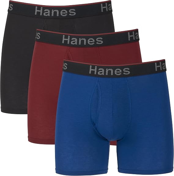 Hanes Men's Total Support Pouch Men's Boxer Brief Underwear, Anti-chafing, Moisture-wicking Odor Control, 3-pack
