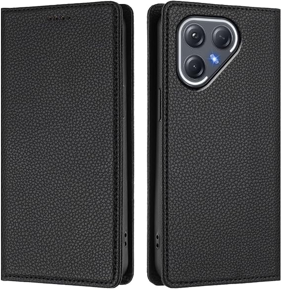 Wallet Case Compatible with Tecno Pova 7 5G / Tecno Pova 7 Pro 5G, Premium Leather Wallet Cover [Anti-Fraud] [Card Slots] [Wrist Strap] Kickstand Flip Case (Black#, Pova 7 Pro 5G)