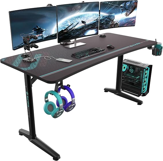 EUREKA ERGONOMIC Gaming Desk, 60 Inch Computer Desk with Full Mouse Pad