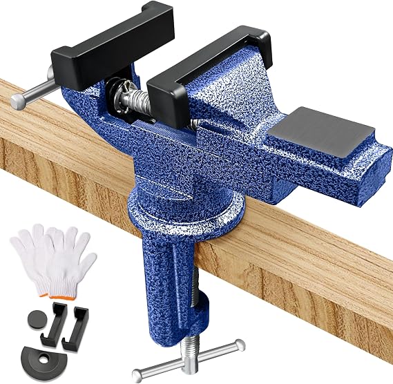 Table Vise 3.1 Inch, 360 Swivel Clamp-On Bench Vise With Anvil