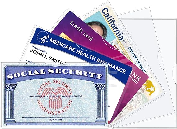 LIEMAND 6 Pack Social Security Card Protector Sleeves, Ultra Clear & Durable 31Mil Waterproof SSN/New Medicare/Credit Card Holder, Soft ID/Debit/Credit/Index Card Storage Sleeves