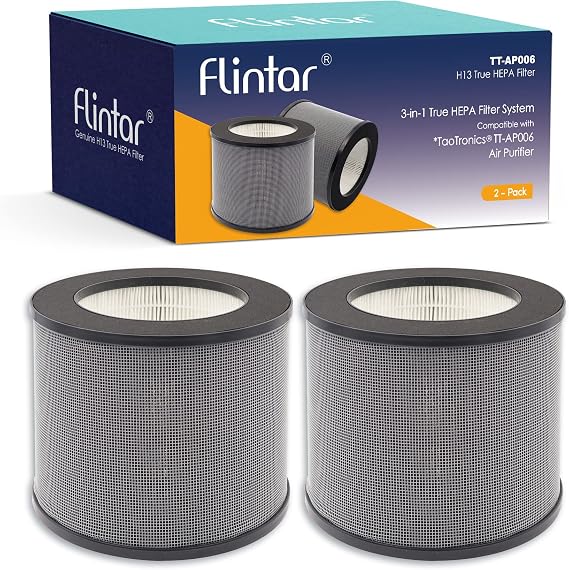AP006 Replacement Filter, Compatible with TaoTronics TT-AP006 Air Purifier, 3-in-1 H13 Grade Filtration and Activated Carbon Filter Set, 2-Pack