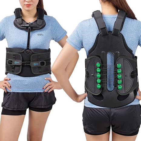 TLSO Thoracic Full Back Brace for Men Women for Kyphosis, Post Op Recovery, Compression Fractures, Scoliosis, DDD, Herniated Discs, Adjustable Thoracic Lumbar Spine Support(Size XXL)