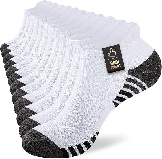 SockWaddles Running Socks for Men Women, 6/10 Pairs, Cotton Ankle Trainer Socks