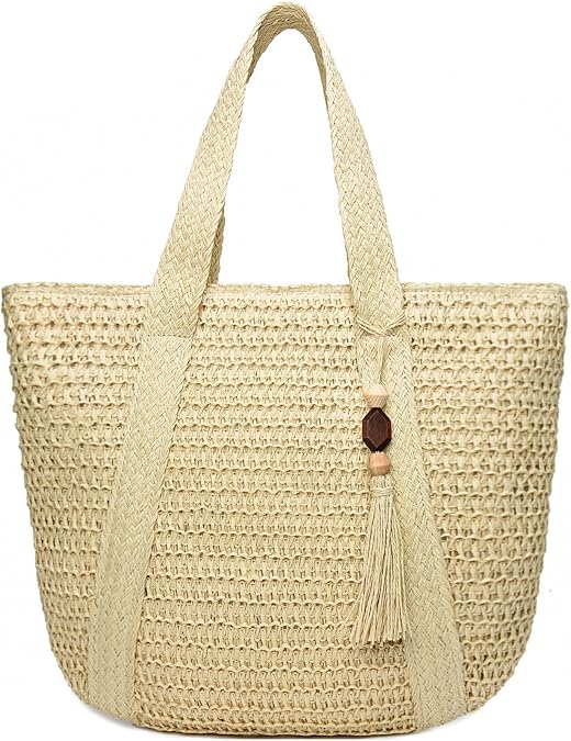 Straw Beach Bags for Women Summer Tote Bag Boho Shoulder Purse