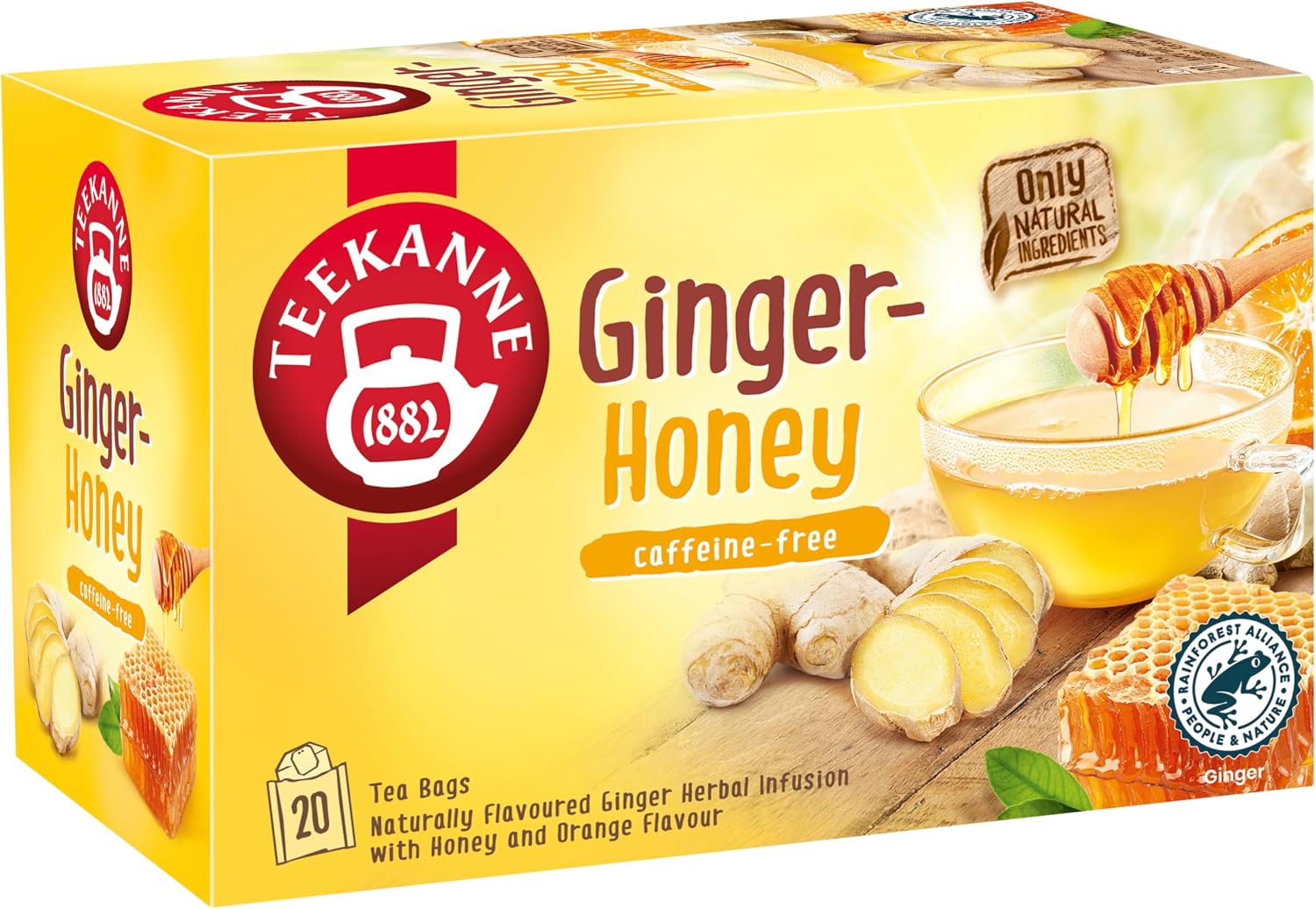 Teekanne World of Ginger and Honey Herbal Infusion Tea with Apple, Orange Peels and Honey 20 Teabags