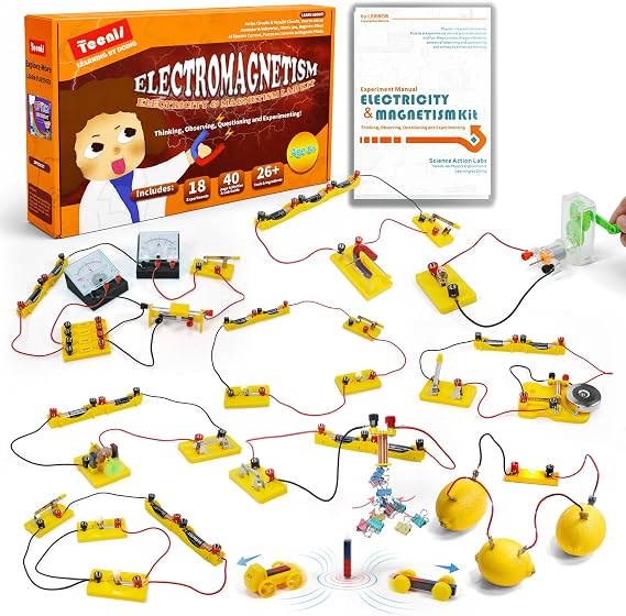 Teenii Electricity and Magnetism Kit for Kids, STEM Science Experiments with Electric Circuits, Educational Physics Toy, Science Discovery Game for Boys and Girls 8+, 50 Pieces