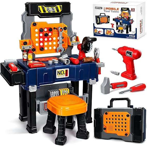 Kids Tool Bench with Electric Drill, Toddler Tool Set for Boys Ages 3 4 5 6